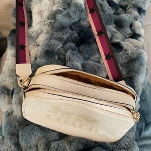 Coach Crossbody white leather two pocket handbag